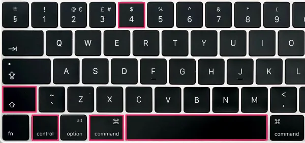 Tổ hợp phím Command + Control + Shift + 4 + Spacebar chụp cửa sổ ứng dụng và lưu vào clipboard