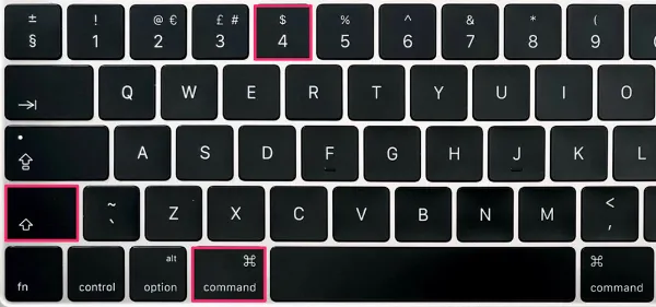 Tổ hợp phím Command + Shift + 4 chụp một vùng màn hình Macbook và lưu vào Desktop