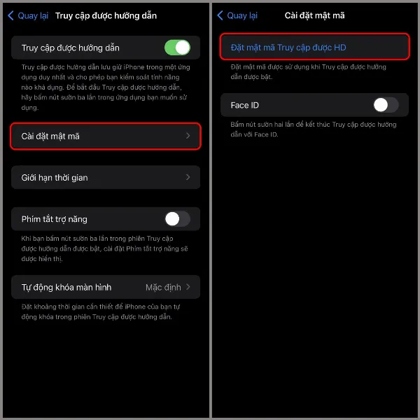 Vào Cài đặt mật mã, chọn Đặt mật mã Truy cập được HD và nhập mật mã