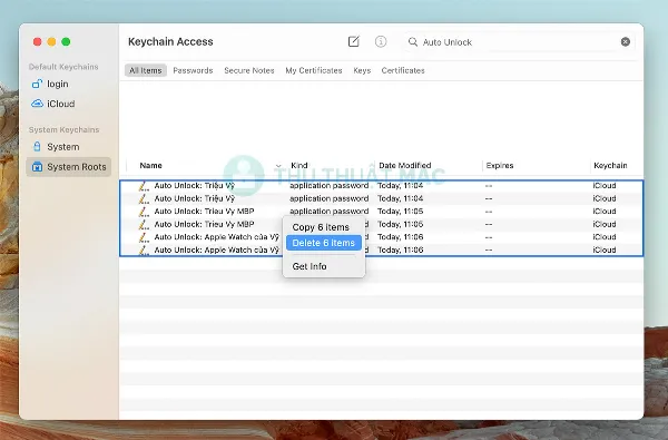 Xóa Các Mục “Auto Unlock”