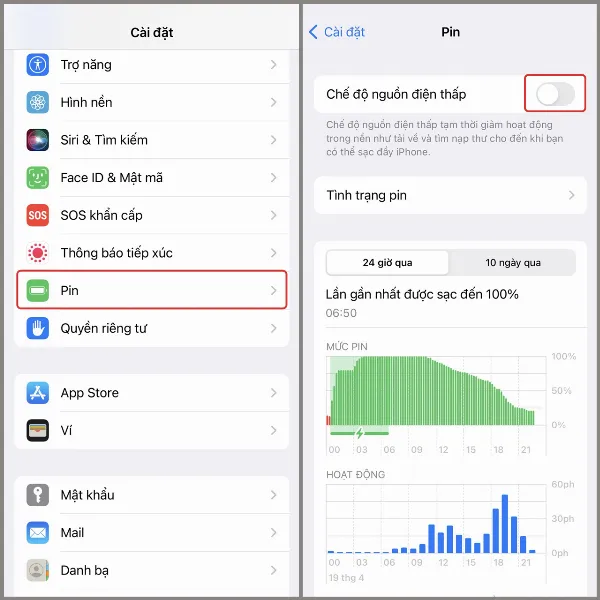 iPhone nhanh hết pin do đâu? Xem ngay để tìm hiểu rõ nguyên nhân và cách tiết kiệm pin trên iPhone 10 alt Bật chế độ nguồn điện thấp trên iPhone