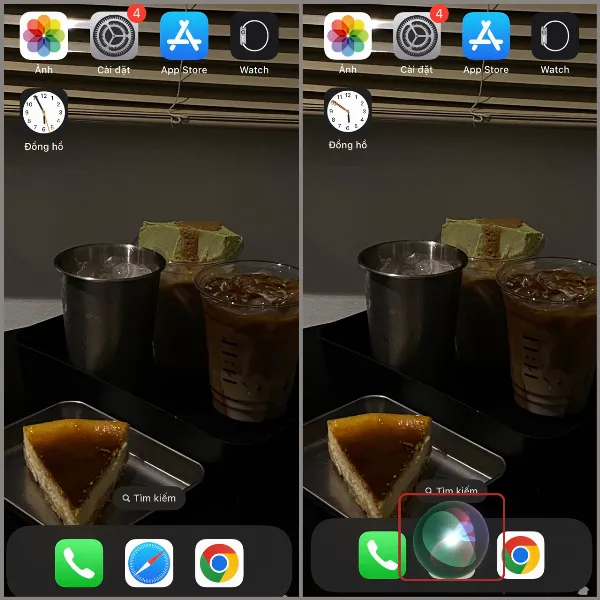 alt: Biểu tượng Siri dạng sóng âm thanh nhiều màu sắc trên nền đen, sẵn sàng nhận lệnh thoại từ người dùng iPhone