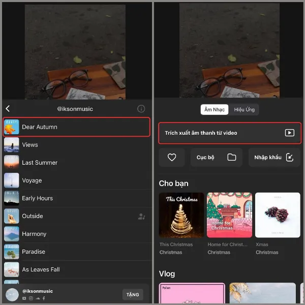 alt: Chọn bài hát hoặc trích xuất âm thanh trên InShot