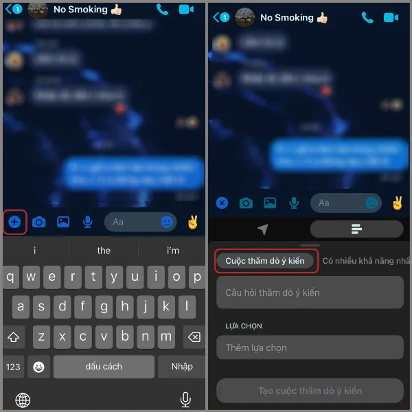 alt: Chọn biểu tượng dấu cộng và chọn Cuộc thăm dò ý kiến
