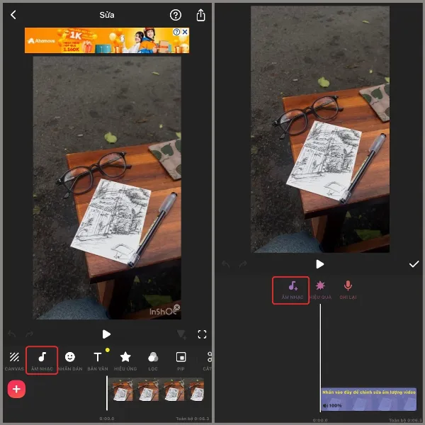 alt: Chọn tính năng Âm nhạc trên InShot