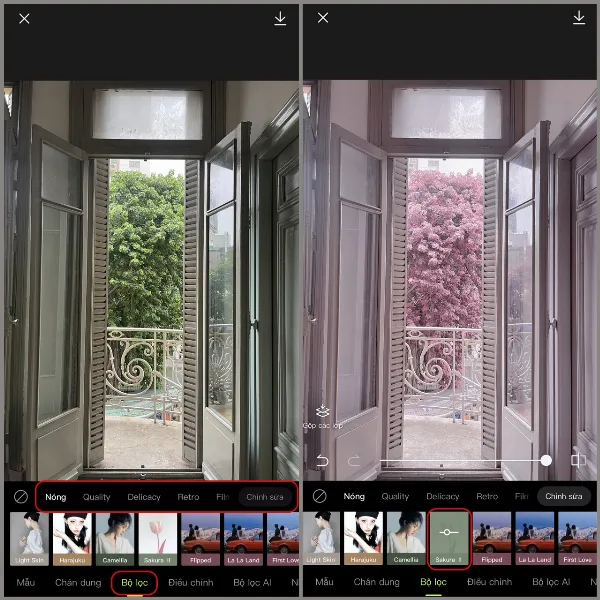 alt: Danh sách các bộ lọc màu đa dạng trong ứng dụng Hypic, cho phép người dùng lựa chọn và áp dụng lên ảnh