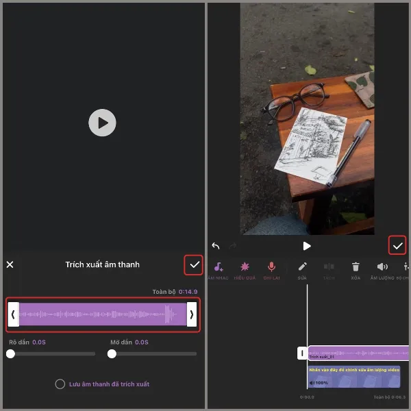 alt: Điều chỉnh và lưu âm thanh trên InShot