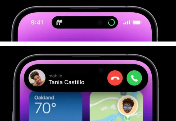 alt: Dynamic Island hiển thị thông báo cuộc gọi đến