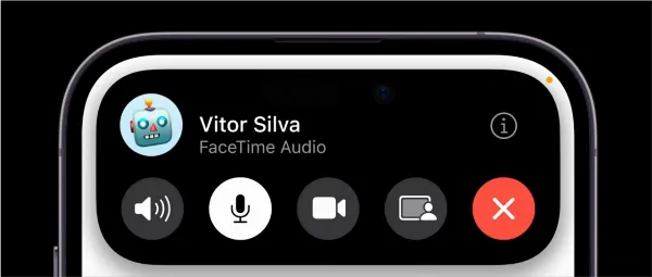 alt: Dynamic Island hiển thị thông tin cuộc gọi và cho phép thao tác nhanh