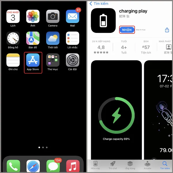 alt: Giao diện chính của ứng dụng Charging Play trên iPhone