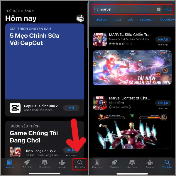 alt: Giao diện tìm kiếm ứng dụng trong App Store trên iPhone