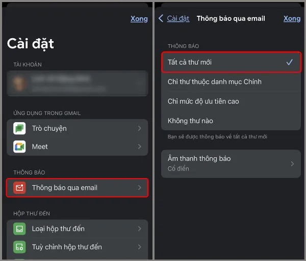 alt: Hướng dẫn bật thông báo cho tất cả thư mới trong ứng dụng Gmail