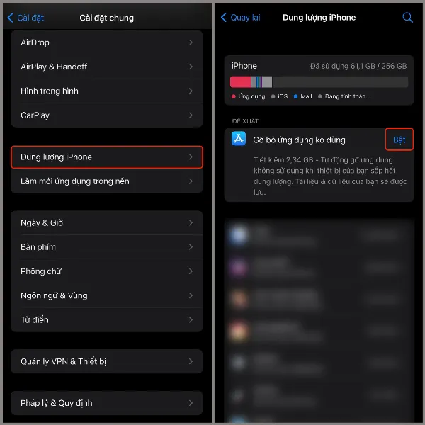 alt: Hướng dẫn bật tính năng gỡ bỏ ứng dụng không dùng trên iPhone