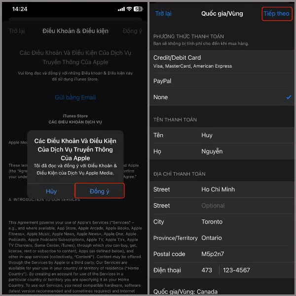alt: Hướng dẫn cập nhật thông tin thanh toán và địa chỉ tại Canada cho tài khoản Apple ID