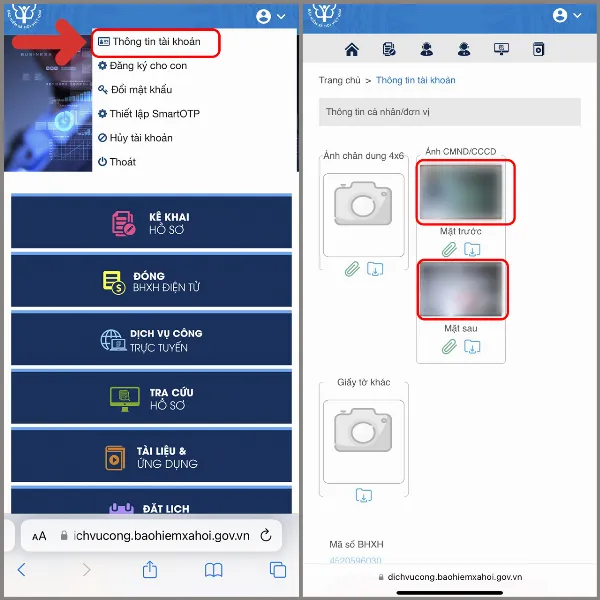 alt: Hướng dẫn chọn ảnh CMND/CCCD mới trên VssID