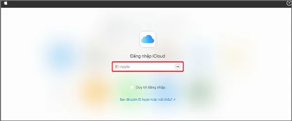 alt: Hướng dẫn đăng nhập tài khoản iCloud trên trình duyệt web