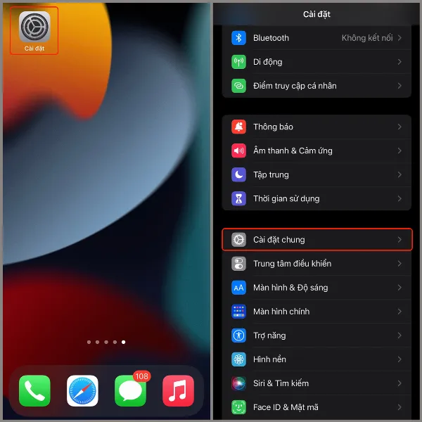 alt: Hướng dẫn mở cài đặt chung trên iPhone