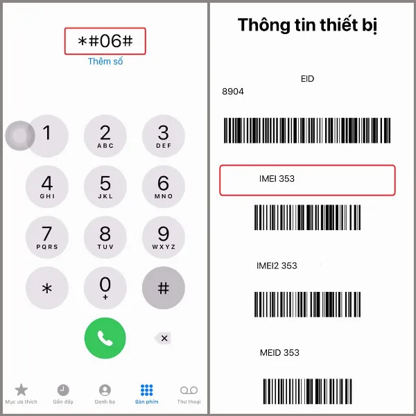 alt: Hướng dẫn nhập cú pháp *#06# để kiểm tra IMEI trên iPhone cũ