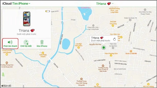 alt: Hướng dẫn sử dụng tính năng phát âm thanh trên Find My iPhone