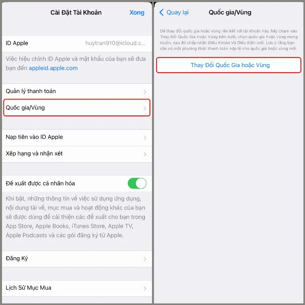 alt: Hướng dẫn thay đổi quốc gia vùng trên App Store