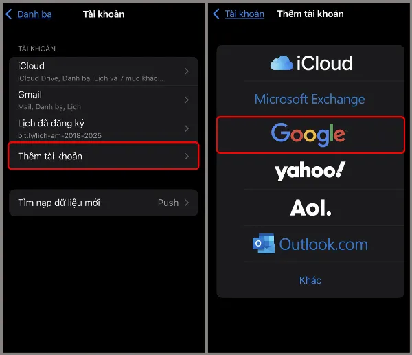 alt: Hướng dẫn thêm tài khoản Google để đồng bộ danh bạ