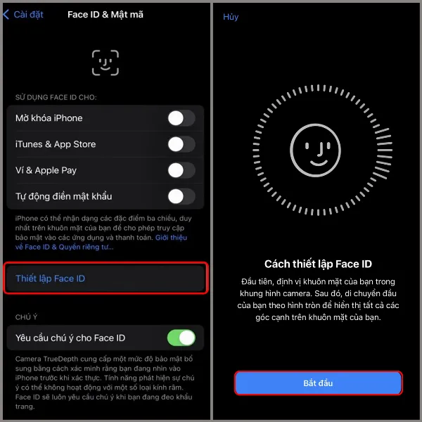 alt: Hướng dẫn thiết lập nhận diện khuôn mặt trên iPhone