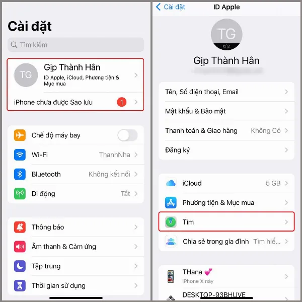 alt: Hướng dẫn truy cập mục Tìm trong cài đặt iPhone