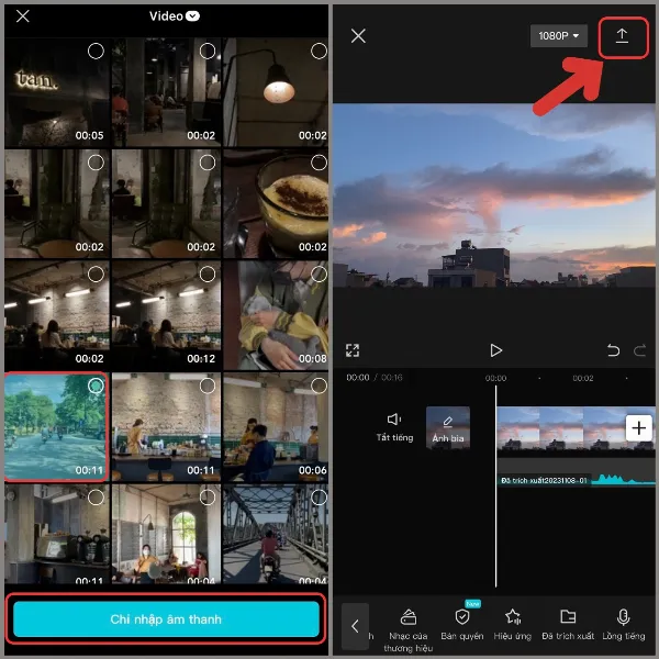 alt: Hướng dẫn xuất video sau khi hoàn tất lồng tiếng trong CapCut