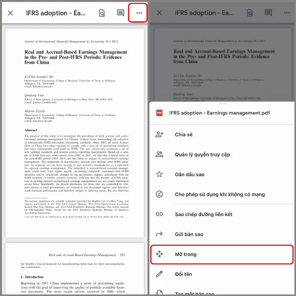 alt: Mở file ebook trong Google Drive và chọn "Mở trong"