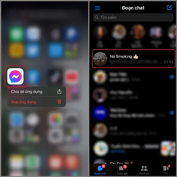 alt: Mở ứng dụng Messenger và chọn nhóm chat