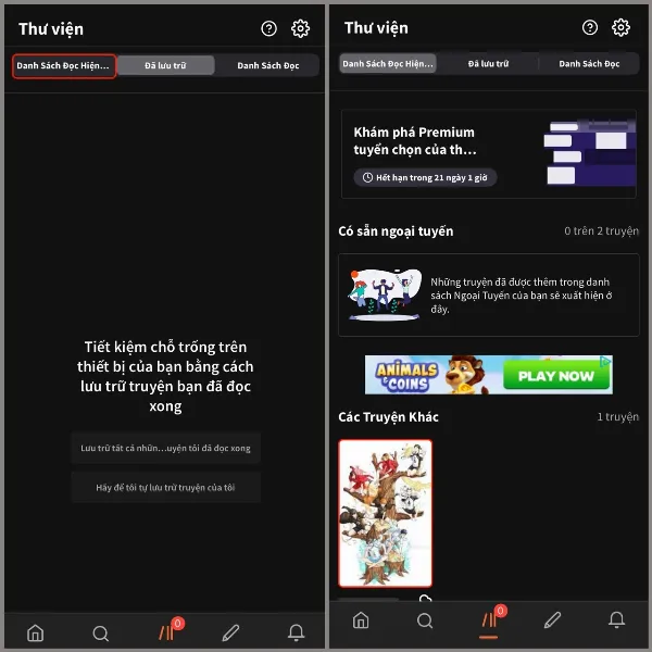 Cách xem lịch sử đọc trên Wattpad, giúp bạn có thể đọc tiếp truyện đang dang dở vô cùng tiện lợi 3 alt mới cho ảnh: Giao diện danh sách đọc hiện tại trên Wattpad, hiển thị các truyện đang đọc dở trong mục "Các Truyện Khác".