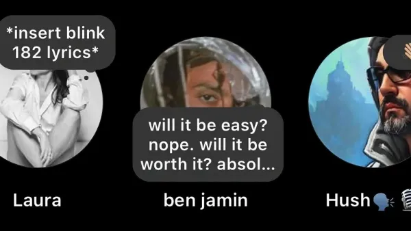 alt: Một ảnh chụp màn hình điện thoại hiển thị nhiều bong bóng hội thoại ghi chú trên Messenger, mỗi bong bóng có ảnh đại diện người dùng và một đoạn văn bản ngắn gọn thể hiện suy nghĩ của họ.