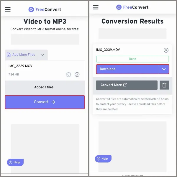 3 cách tải nhạc từ video TikTok, thưởng thức bản nhạc mà bạn yêu thích mọi lúc, mọi nơi 7 alt: Tải file MP3 từ FreeConvert về iPhone sau khi chuyển đổi