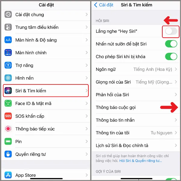 alt: Tắt tính năng lắng nghe Hey Siri để tiết kiệm pin cho iPhone