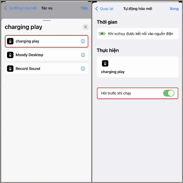 alt: Tắt tùy chọn hỏi trước khi chạy cho tác vụ Charging Play