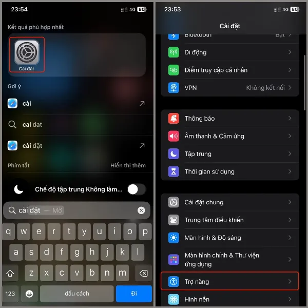 alt text mới: Vào Cài đặt, chọn Trợ năng trên iPhone