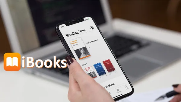 alt: Ứng dụng Sách (iBooks) với logo màu cam đặc trưng trên màn hình chính iPhone