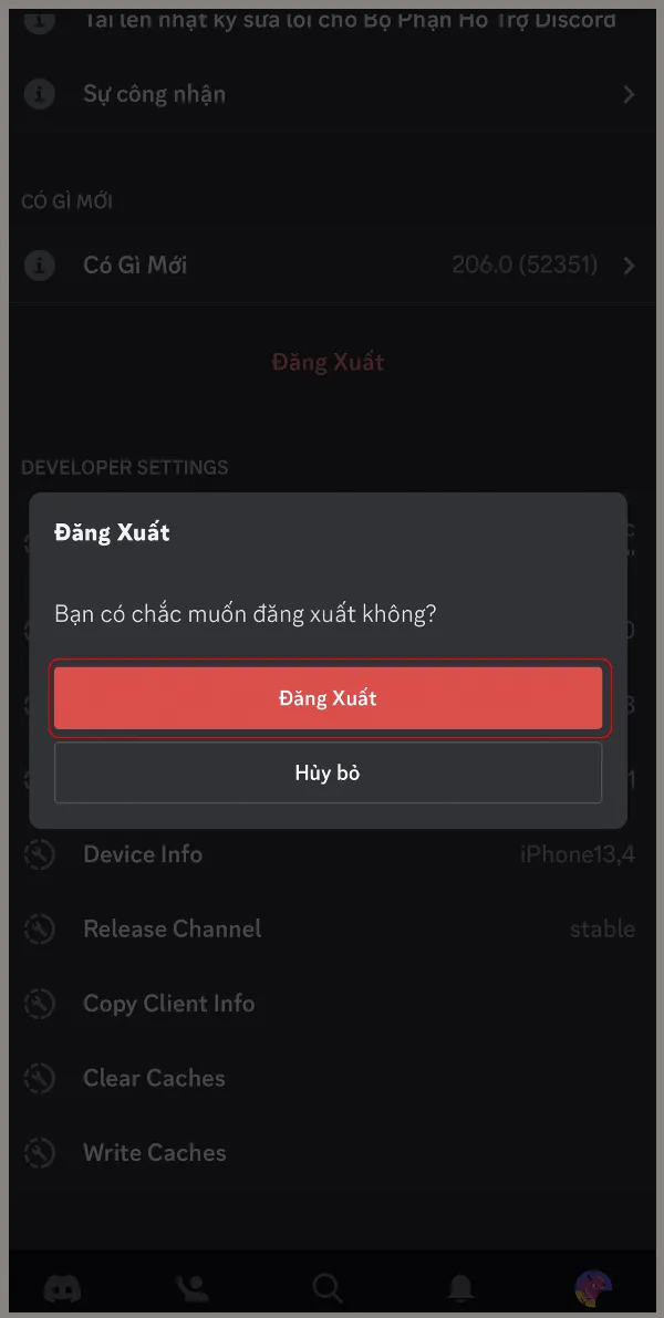 alt: Xác nhận đăng xuất khỏi tài khoản Discord trên điện thoại, đảm bảo người dùng đã lưu mọi thông tin cần thiết