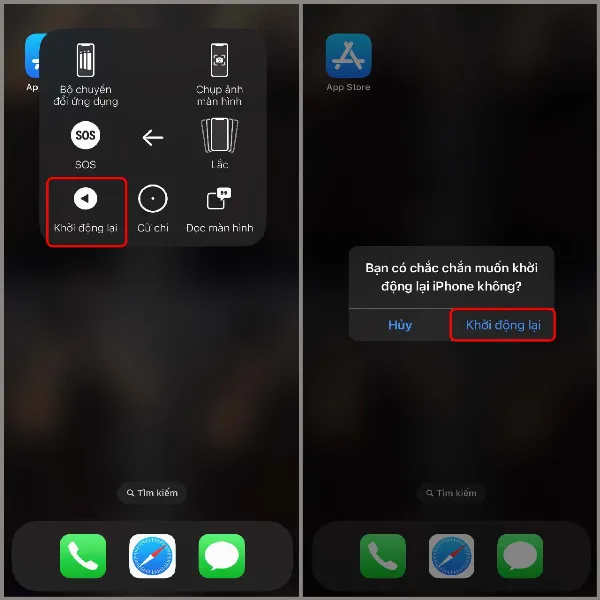 Cách khởi động iPhone 14 Plus, giúp khắc phục ngay tình trạng iPhone bỗng dưng giật lag khi đang dùng 4 alt Xác nhận Khởi động lại iPhone 14 Plus thông qua AssistiveTouch