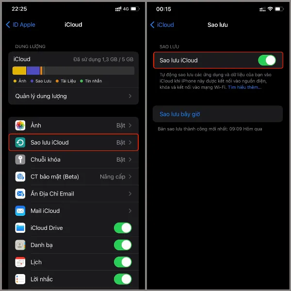 Cách tắt thông báo sao lưu iCloud trên iPhone siêu đơn giản, giúp tiết kiệm dung lượng iCloud cho điện thoại bạn 4 Ảnh chụp màn hình hướng dẫn tắt tính năng sao lưu iCloud trên iPhone.