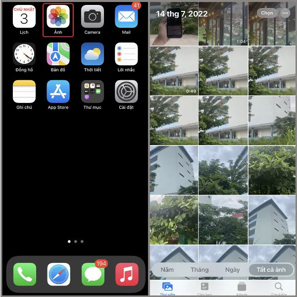 Ảnh chụp trong lúc quay video được lưu trong thư viện Ảnh của iPhone