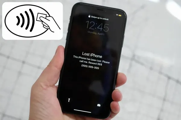 Ảnh minh họa một chiếc iPhone đang hiển thị thông báo "Chế độ mất đã được kích hoạt" trên màn hình khóa.