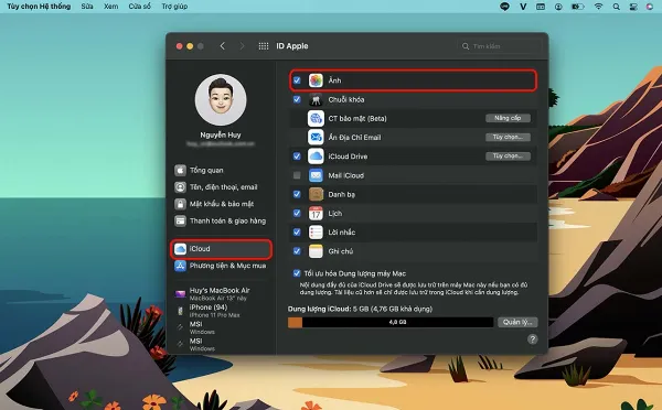 Bật đồng bộ ảnh iCloud trên MacBook