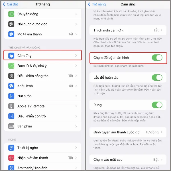 Bật tính năng chạm để bật màn hình trên iPhone