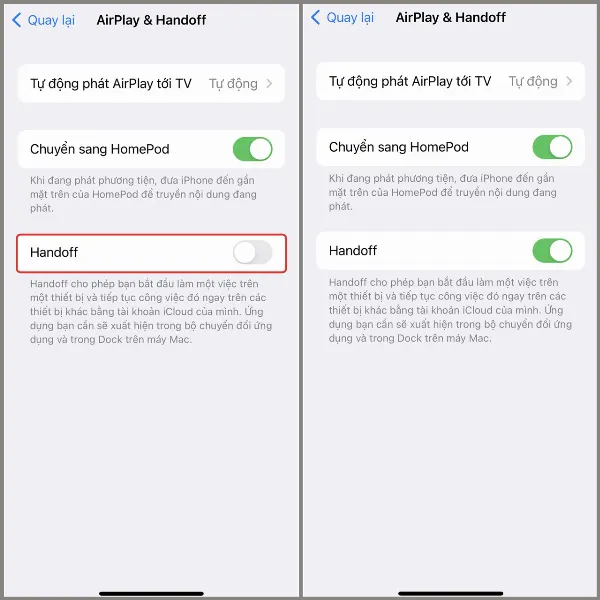 Bật tính năng Handoff trên iPhone