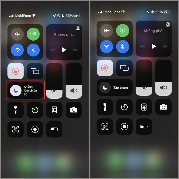 Biểu tượng chế độ không làm phiền trên iPhone