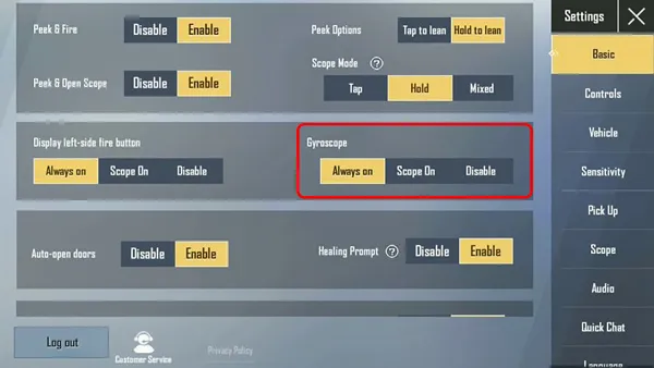 Cảm biến con quay hồi chuyển là gì? Xem ứng dụng của cảm biến con quay hồi chuyển trên điện thoại 7 Các bước bật Gyroscope trong PUBG Mobile