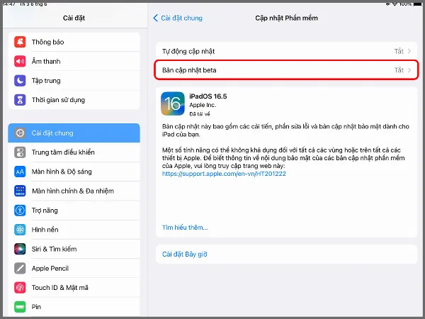 Các bước hướng dẫn cách cập nhật iPadOS 17 beta