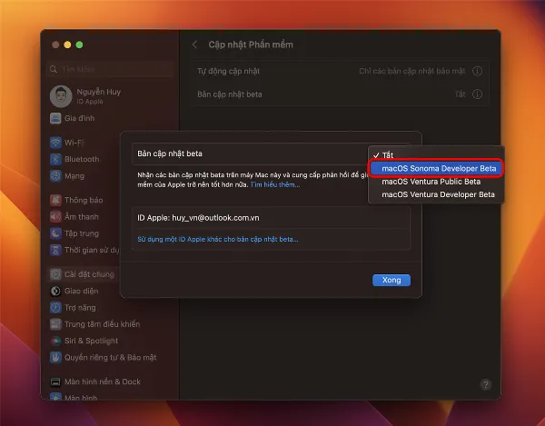 Các bước hướng dẫn cách cập nhật macOS 14 Sonoma beta