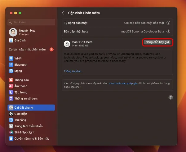 Các bước hướng dẫn cách cập nhật macOS 14 Sonoma beta